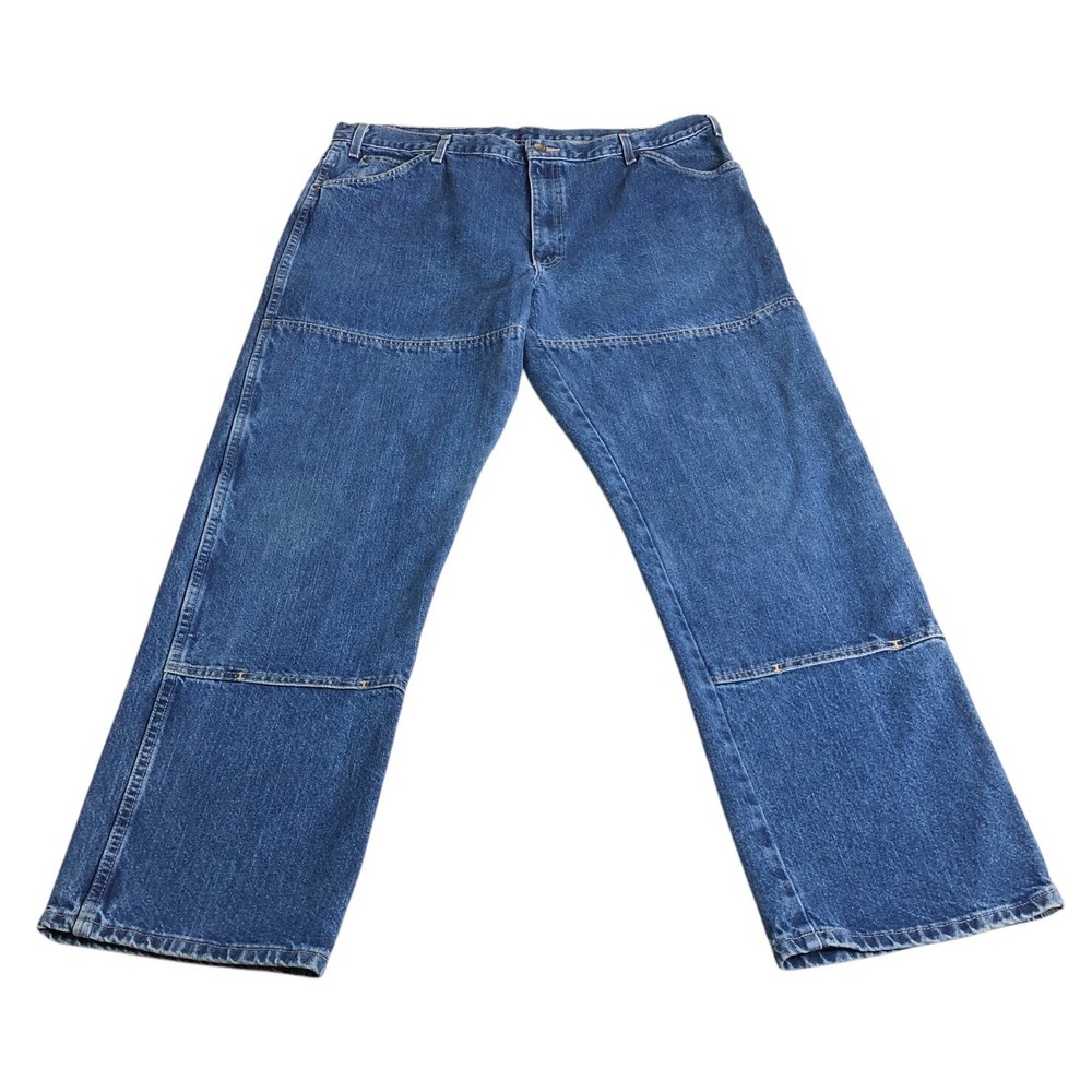 Y2K Dickies Jeans Men 40x34 Blue Relaxed Fit Double Knee Denim Work Streetwear